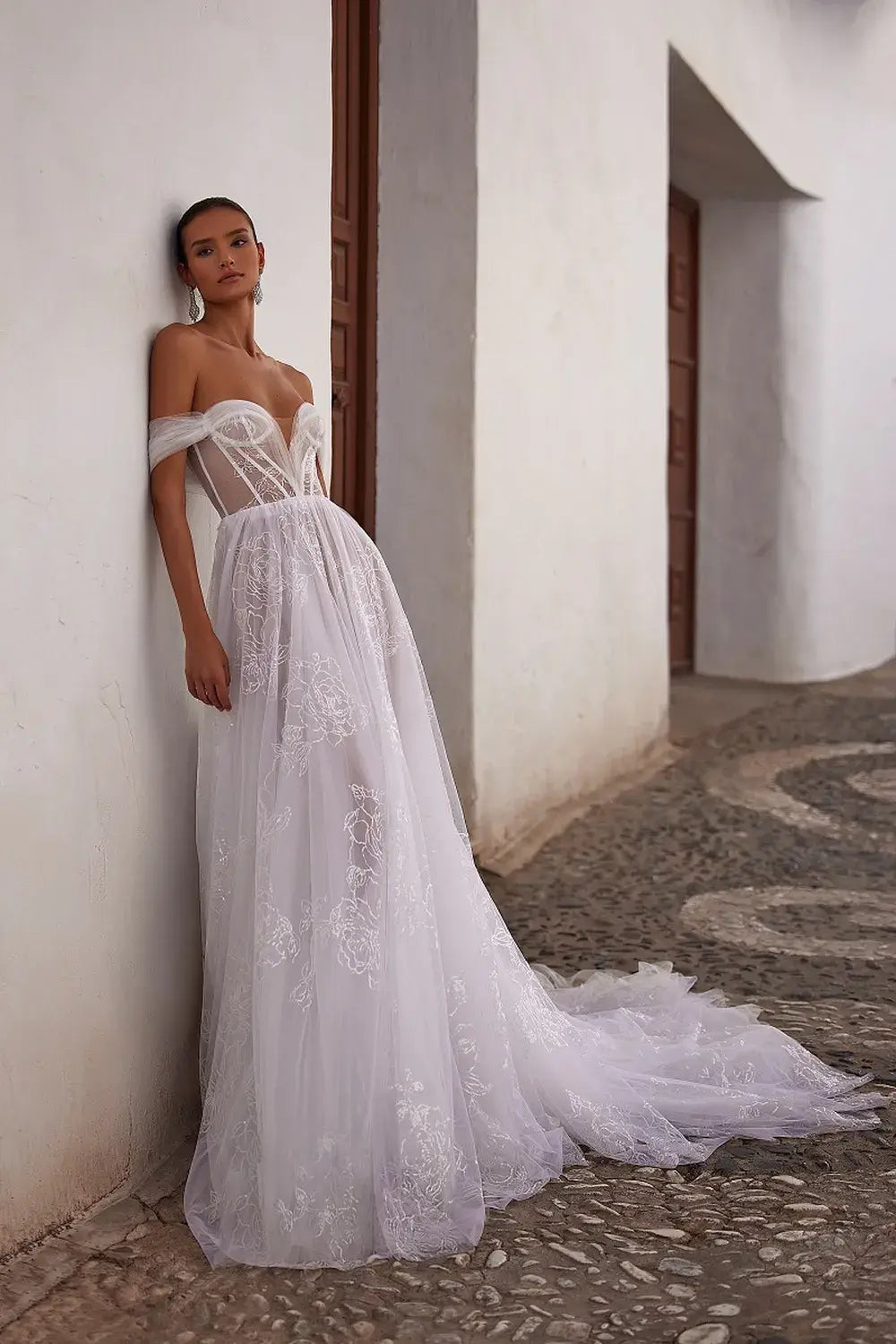 mermaid engagement dress Ivory Satin Mermaid 3/4 Sleeve Engagement Dress with Slit main image 0